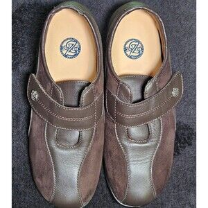 Womens Leather Suede Slip on Brown Loafers Sz 9
